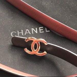 Chanel Reversible CC Logo Skinny Belt; size 90